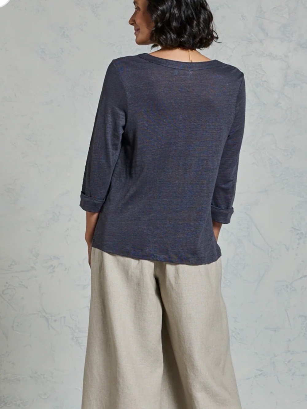 Nomad the Label, Marlee Linen Jersey Top, Charcoal - Picture 2 of 12